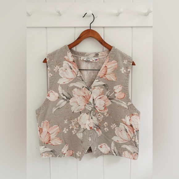 Orvis Vintage Floral Button Vest Canvas Cottagecore Layering Fall Women Medium - Picture 3 of 14